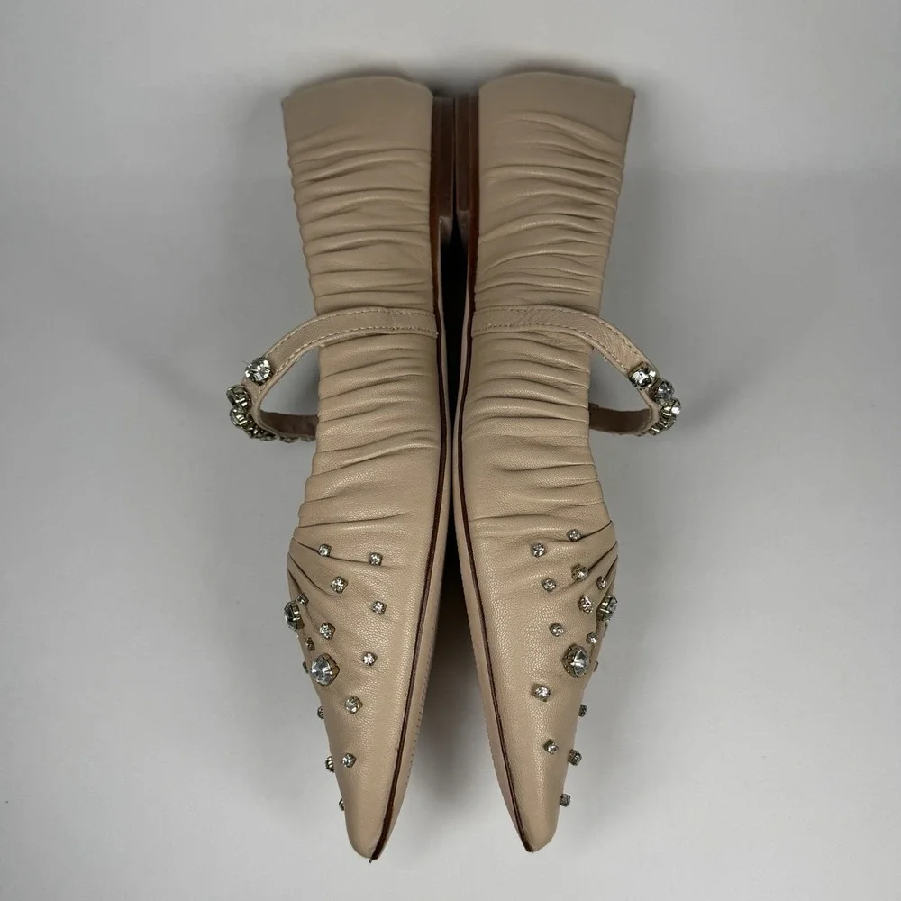 Antonio Melani Jennifer Sumko Size 7.5 M Nude Bling Lyssa Lou Mary Jane Flats